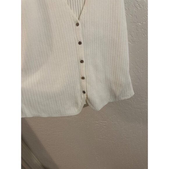 Anthropologie Greylin White Ribbed Buttoned Vest - Picture 8 of 10